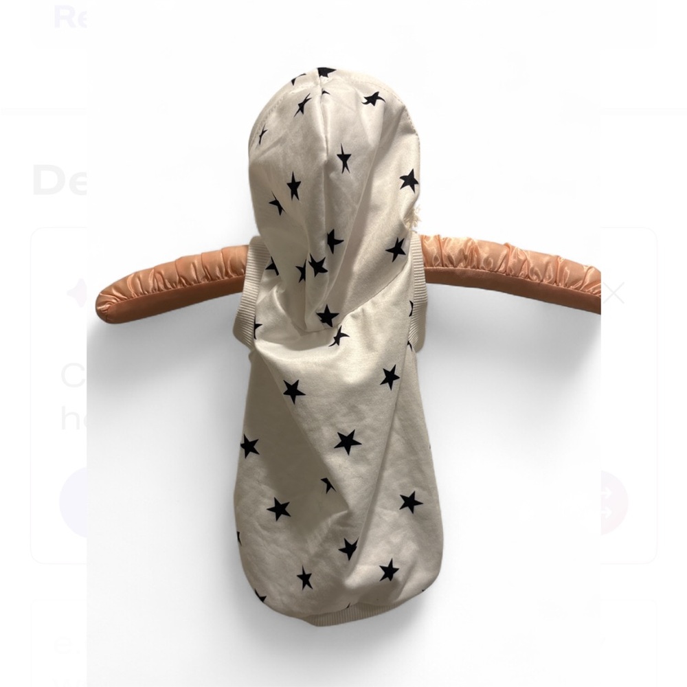 Starry White and Black Sleeveless Pet Hoodie. Size Medium.
